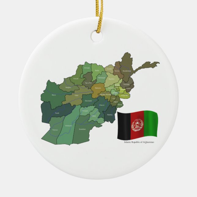 Karte und Flagge von Afghanistan Keramikornament (Vorne)