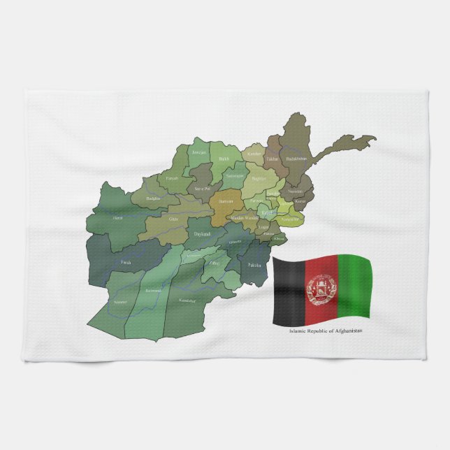 Karte und Flagge von Afghanistan Küchentuch (Horizontal)