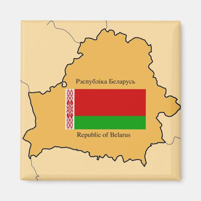 Karte und Flagge von Belarus Magnet (Vorne)
