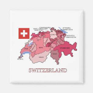 Karte und Flagge von der Schweiz Magnet