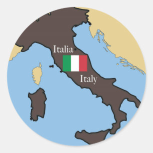 Karte und Flagge von Italien Runder Aufkleber