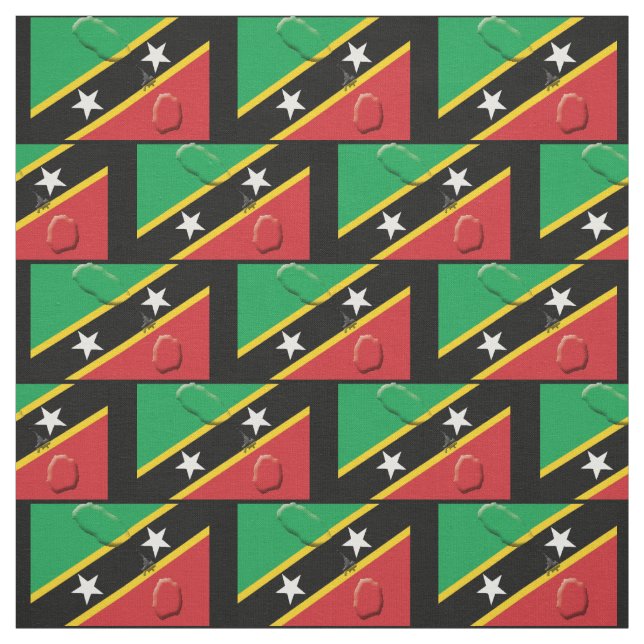 Karte und Flagge von ST KITTS Stoff (Muster)