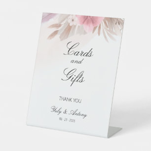 Karte und Geschenk Elegante Pampas Boho Chick Rose Sockelschild