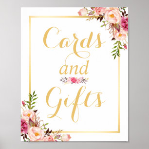 Karte und Geschenke Floral Gold Rahmen Wedding S Poster