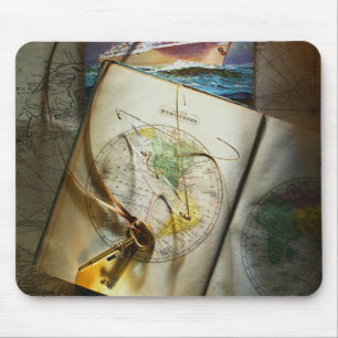 Karte und Kompass Mousepad