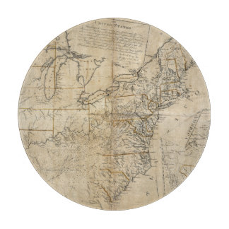 KARTE: USA, 1783 SCHNEIDEBRETT