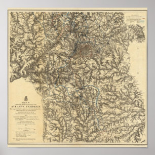 Karte V die militärischen Operationen Poster