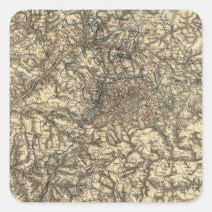 Karte V die militärischen Operationen Quadratischer Aufkleber