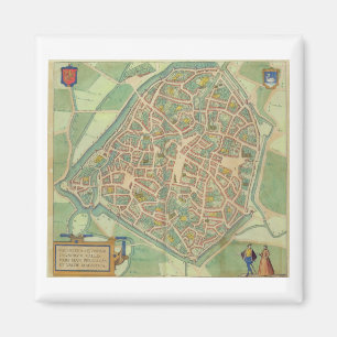 Karte Valencia, von "Civitates Orbis Terrarum" b Magnet