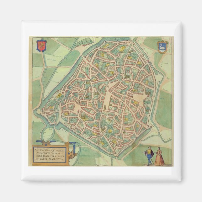 Karte Valencia, von "Civitates Orbis Terrarum" b Magnet (Vorne)