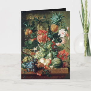 Karte Vintage-Kunst Stillleben Blumen mit Obst