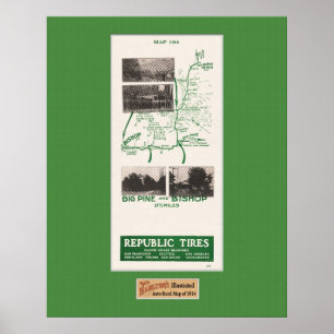Karte von 1914, Gilbert's Ranch bis Bishop, Big Pi Poster