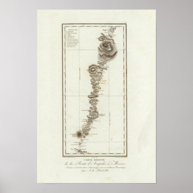 Karte von Acapulco nach Mexiko Stadt Poster (Vorne)