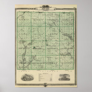 Karte von Adair County, Staat von Iowa Poster