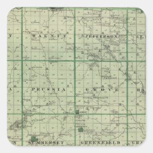 Karte von Adair County, Staat von Iowa Quadratischer Aufkleber