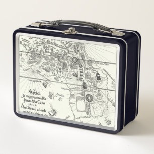 Karte von Afrika   1500 Metall Brotdose