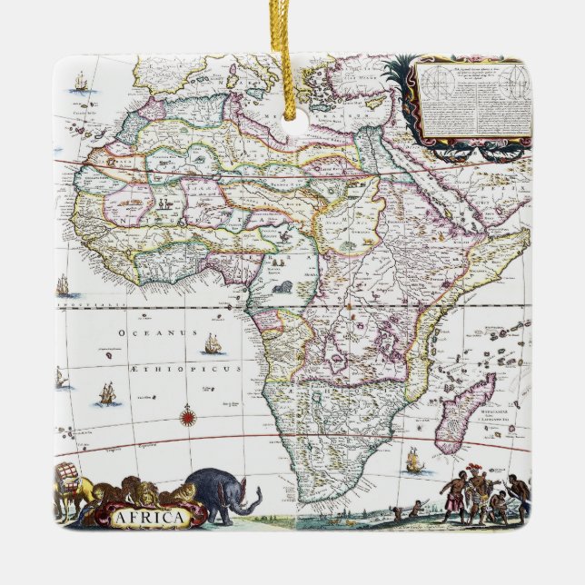 Karte von Afrika | 1696 Keramikornament (Vorderseite)