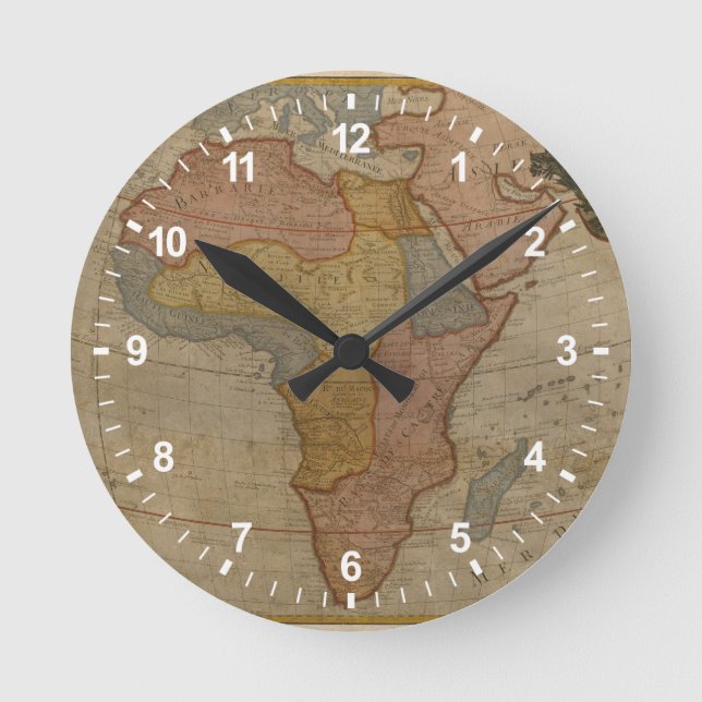 Karte von Afrika | 1700 Runde Wanduhr (Vorderseite)