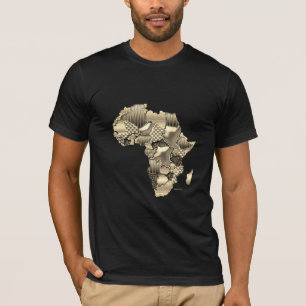 Karte von Afrika im Gold T-Shirt
