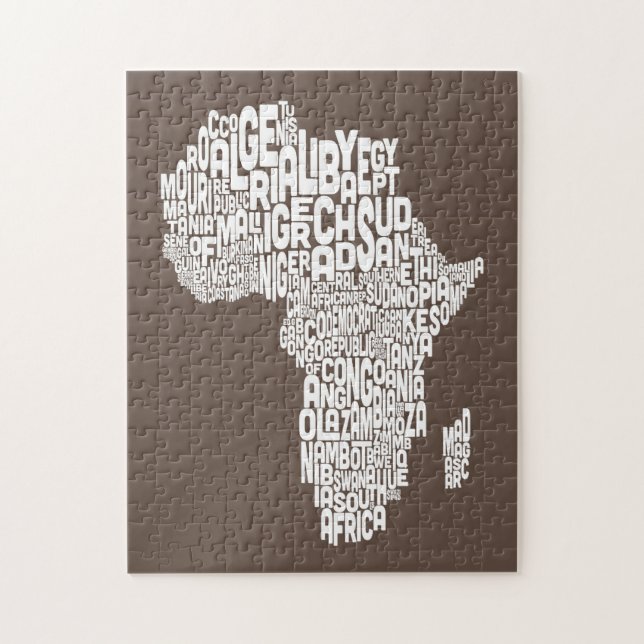 Karte von Afrika Karte Text Art Puzzle (Vertikal)