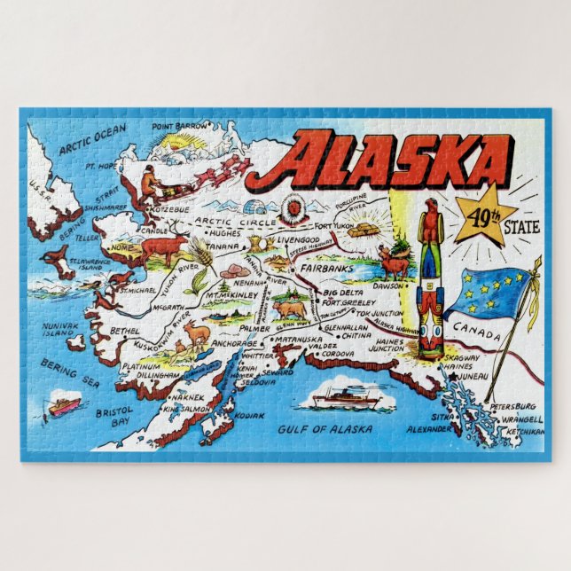 Karte von Alaska 20x30 Puzzle (Horizontal)