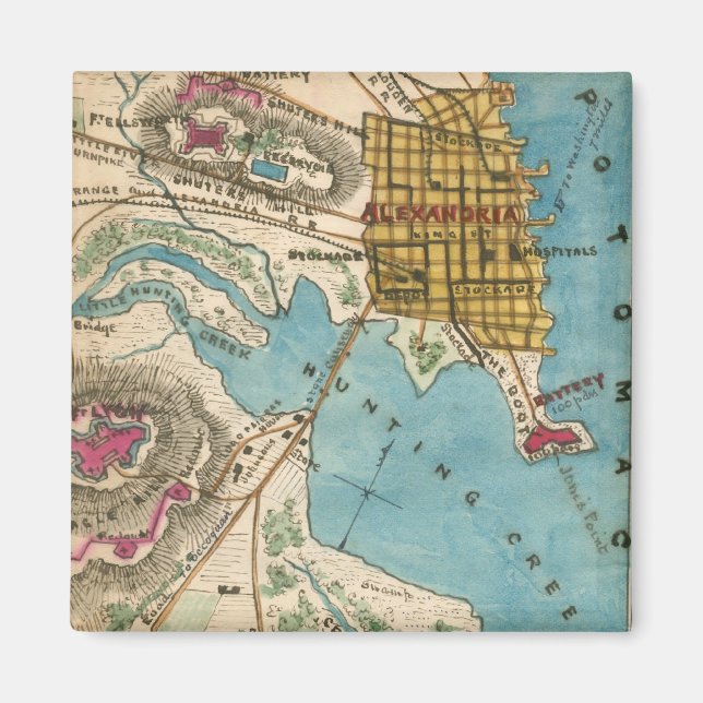 Karte von Alexandria VA und den Nachbarstädten Magnet (Vorne)