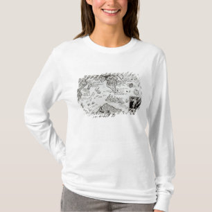 Karte von Amerika und von Richtungen zur China T-Shirt