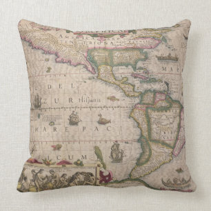 Karte von Amerika, vom Mercator "Atlas", Kneipe. Kissen