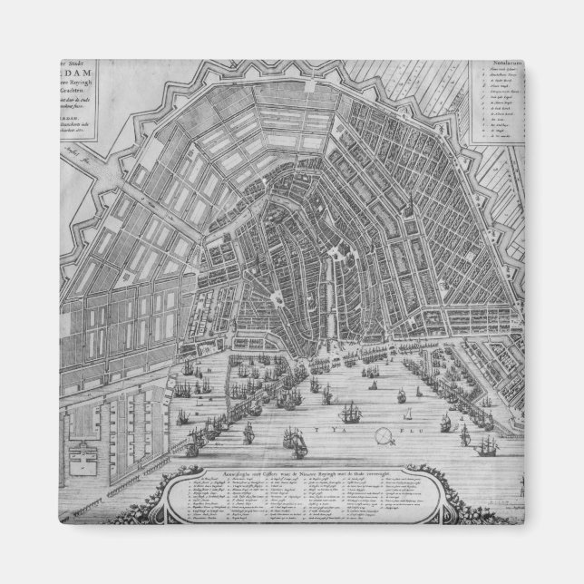 Karte von Amsterdam, 1662 Magnet (Vorne)
