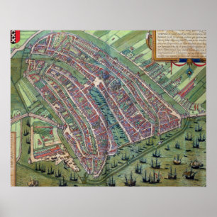 Karte von Amsterdam, von 'Civitates Orbis Terrarum Poster