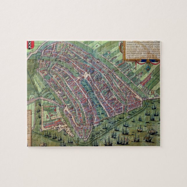Karte von Amsterdam, von 'Civitates Orbis Terrarum Puzzle (Horizontal)