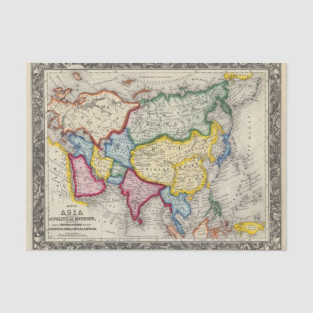 Karte von Asien Seidenpapier (Vorderseite)