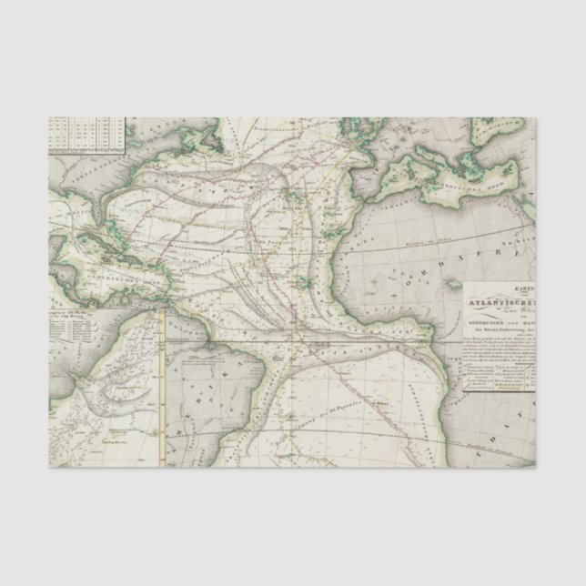 Karte von Atlantik Seidenpapier (Vorderseite)