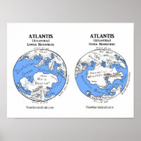 Karte von Atlantis - Beide Hemisphären - Poster