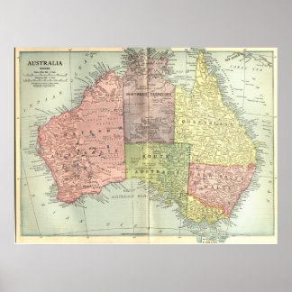 Karte von Australien 1911 Poster