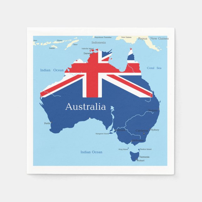 Karte von Australien Papier Napkins Serviette (Vorderseite)