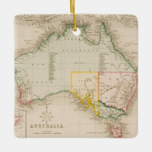 Karte von Australien u. von Neuseeland Keramikornament