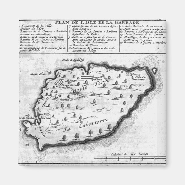 Karte von Barbados Magnet (Vorne)