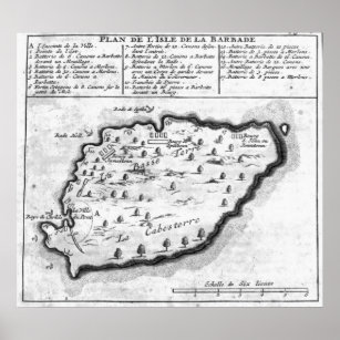 Karte von Barbados Poster
