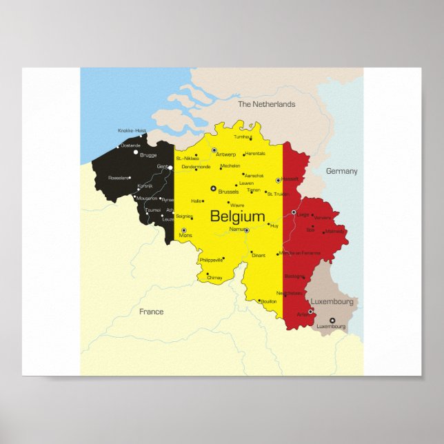 Karte von Belgien Poster (Vorne)