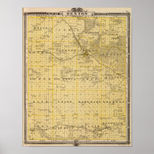 Karte von Benton County, Staat von Iowa Poster