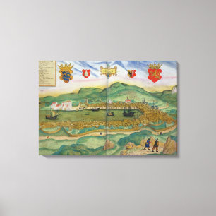 Karte von Bergen, von "Civitates Orbis Terrarum" Leinwanddruck