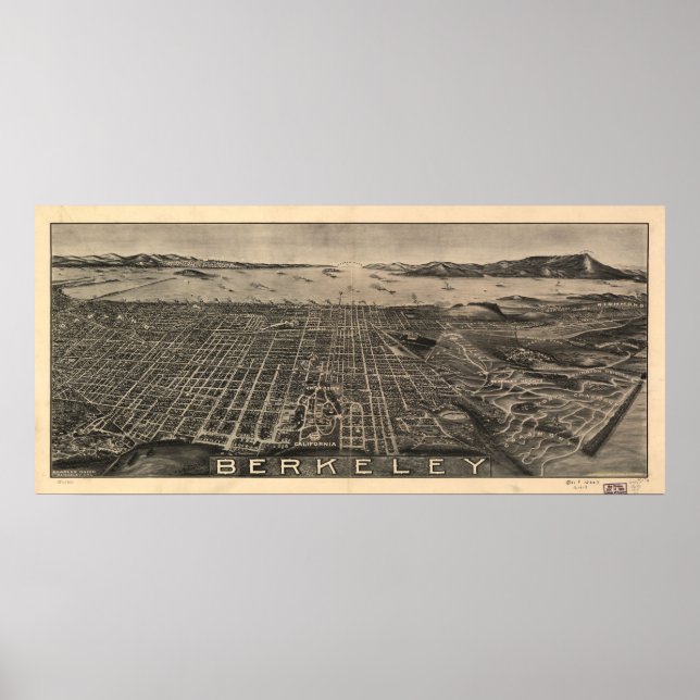 Karte von Berkeley, Birds-Eye View, 1909 Poster (Vorne)