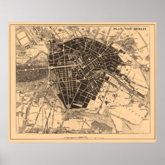 Karte von Berlin, Deutschland, ca. 1890 - 1907 Poster