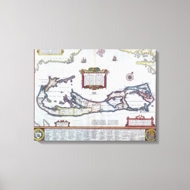 Karte von Bermuda Leinwanddruck (Vorderseite)