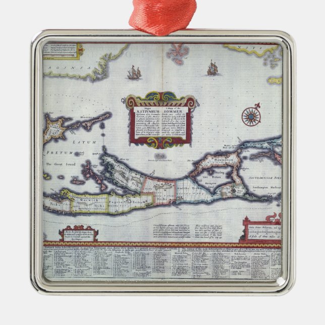 Karte von Bermuda Silbernes Ornament (Vorne)