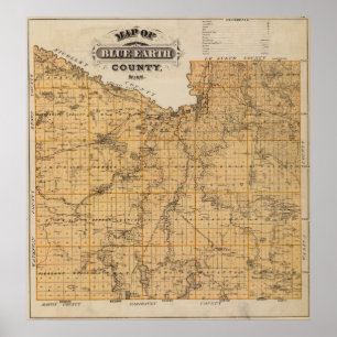 Karte von Blue Earth County, Minnesota Poster
