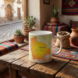 Karte von Bolivien mit Städten und Grenzen Kaffeetasse