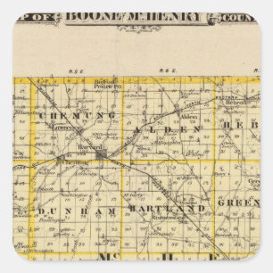 Karte von Boone und McHenry Landkreisen Quadratischer Aufkleber