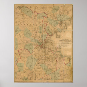 Karte von Boston 2 Poster